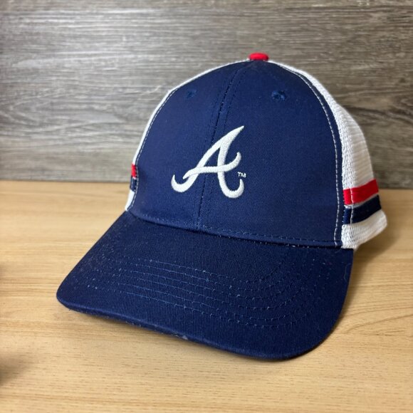 Atlanta Braves Hat Cap Snapback Blue MLB Baseball Stripe Size S/M - Picture 3 of 9